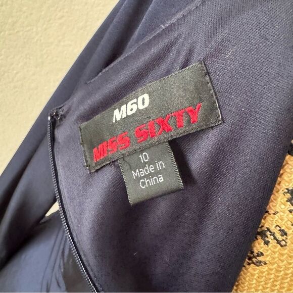 Miss Sixty M60 Navy Blue Ruched Sequin Dress - Size 10 - Picture 7 of 7